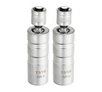 sourcing map 2pcs Spark Plug Socket Set 3/8" Drive 13/16" Swivel Magnetic 12 Point Thin Wall Spark Plug Socket with 360 Degree Swivel CR-V Steel, Silver