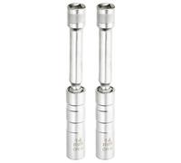 sourcing map 2pcs Spark Plug Socket Set 3/8" Drive 14mm Swivel Magnetic 12 Point Medium Thin Wall Spark Plug Socket with 360 Degree Swivel CR-V Steel, Silver