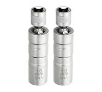 sourcing map 2pcs Spark Plug Socket Set 3/8" Drive 18mm Swivel Magnetic 12 Point Thin Wall Spark Plug Socket with 360 Degree Swivel CR-V Steel, Silver