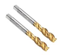 sourcing map 2pcs Spiral Flute Thread Tap M8 x 1 H2 Metric Machine Threading Tap Bit, Titanium Coated Screw Tapping Repair Tool, M2 High-Speed Steel (HSS)