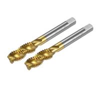 sourcing map 2pcs Spiral Flute Thread Taps, 1/2-13 UNC H2 Screw Threading Tap, Titanium Coated 6542 High Speed Steel Machine Tapping Tools for Machinist Repair