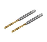 sourcing map 2pcs Spiral Flute Thread Taps, 4-40 UNC H2 Screw Threading Tap, Titanium Coated 6542 High Speed Steel Machine Tapping Tools for Machinist Repair