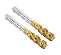 sourcing map 2pcs Spiral Flute Thread Taps, M12 x 1.5 H2 Screw Threading Tap, Titanium Coated 6542 High Speed Steel Machine Tapping Tools for Machinist Repair