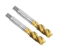 sourcing map 2pcs Spiral Flute Thread Taps, M12 x 1 H2 Screw Threading Tap, Titanium Coated 6542 High Speed Steel Machine Tapping Tools for Machinist Repair