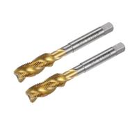 sourcing map 2pcs Spiral Flute Thread Taps, Metric M10 x 1 H2 Screw Threading Tap, Titanium Coated M2 High Speed Steel Machine Tapping Tools for Machinist Repair
