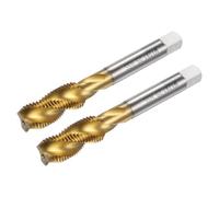 sourcing map 2pcs Spiral Flute Thread Taps, Metric M12 x 1.25 H2 Screw Threading Tap, Titanium Coated M2 High Speed Steel Machine Tapping Tools for Machinist Repair