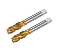 sourcing map 2pcs Spiral Flute Thread Taps, Metric M14 x 1.5 H2 Screw Threading Tap, Titanium Coated M2 High Speed Steel Machine Tapping Tools for Machinist Repair