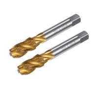sourcing map 2pcs Spiral Flute Thread Taps, Metric M16 x 1.5 H2 Screw Threading Tap, Titanium Coated M2 High Speed Steel Machine Tapping Tools for Machinist Repair