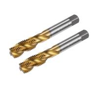 sourcing map 2pcs Spiral Flute Thread Taps, Metric M16 x 2 H2 Screw Threading Tap, Titanium Coated M2 High Speed Steel Machine Tapping Tools for Machinist Repair