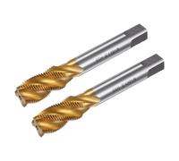 sourcing map 2pcs Spiral Flute Thread Taps, Metric M18 x 1.5 H2 Screw Threading Tap, Titanium Coated M2 High Speed Steel Machine Tapping Tools for Machinist Repair