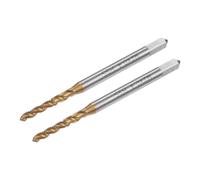 sourcing map 2pcs Spiral Flute Thread Taps, Metric M2 x 0.4 H2 Screw Threading Tap, Titanium Coated M2 High Speed Steel Machine Tapping Tools for Machinist Repair