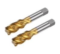 sourcing map 2pcs Spiral Flute Thread Taps, Metric M20 x 2.5 H2 Screw Threading Tap, Titanium Coated M2 High Speed Steel Machine Tapping Tools for Machinist Repair