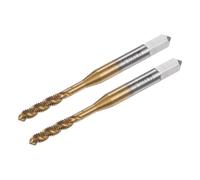 sourcing map 2pcs Spiral Flute Thread Taps, Metric M3 x 0.5 H2 Screw Threading Tap, Titanium Coated M2 High Speed Steel Machine Tapping Tools for Machinist Repair