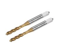 sourcing map 2pcs Spiral Flute Thread Taps, Metric M4 x 0.7 H2 Screw Threading Tap, Titanium Coated M2 High Speed Steel Machine Tapping Tools for Machinist Repair