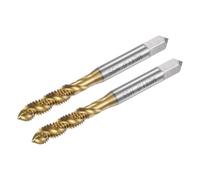sourcing map 2pcs Spiral Flute Thread Taps, Metric M6 x 1 H2 Screw Threading Tap, Titanium Coated M2 High Speed Steel Machine Tapping Tools for Machinist Repair