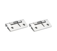 sourcing map 2Pcs Spring Hinge, 1.5" Length 304 Stainless Steel Spring Loaded Hinges, Self-Closing Cabinet Hinges for Left and Right Hand Doors Cabinet Closet DIY Hardware, Silver (Exterior)