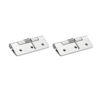 sourcing map 2Pcs Spring Hinge, 2.5" Length 304 Stainless Steel Spring Loaded Hinges, Self-Closing Cabinet Hinges for Left and Right Hand Doors Cabinet Closet DIY Hardware, Silver (Exterior)