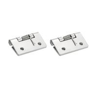 sourcing map 2Pcs Spring Hinge, 2" Length 304 Stainless Steel Spring Loaded Hinges, Self-Closing Cabinet Hinge for Left and Right Hand Doors Cabinet Closet DIY Hardware, Silver (Exterior)