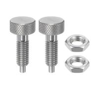 sourcing map 2Pcs Spring Plunger with Knurled Handle M8x1.25 Pin Dia.4mm Retractable Release Pins Stainless Steel Non-Locking Retractable Index Plunger for Industrial Equipment Location Pin