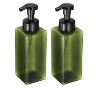 sourcing map 2PCS Square Empty Foam Pump Bottle, 650ml Travel Foam Soap Dispenser Empty Refillable Plastic Pump Bottle for Lash Shampoo, Hand Soap, Facial Lotion(7.6", Clear Green)