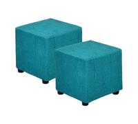 sourcing map 2Pcs Square Footstool Cover, Jacquard Polyester Stretch Footrest Slipcovers Footstool Protector for Living Room Bedroom Fit Length 33-45.7cm/13"-18", S-Large, Dark Green