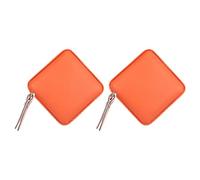 sourcing map 2pcs Square Retractable Measuring Tape 150cm/60-inch Soft Leather Case Tailors Tape Measure Pocket Size for Body, Sewing Measurements, Orange