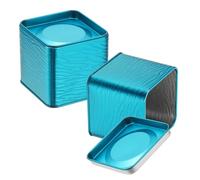 sourcing map 2pcs Square Tin Can, 2.95inch Metal Empty Storage Container Organizer Candle Jar with Lid for Treats Gifts Favors Loose Tea Coffee Crafts Cookies, Navy Blue