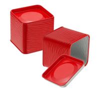 sourcing map 2pcs Square Tin Can, 2.95inch Metal Empty Storage Container Organizer Candle Jar with Lid for Treats Gifts Favors Loose Tea Coffee Crafts Cookies, Red