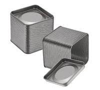 sourcing map 2pcs Square Tin Can, 2.95inch Metal Empty Storage Container Organizer Candle Jar with Lid for Treats Gifts Favors Loose Tea Coffee Crafts Cookies, Gray