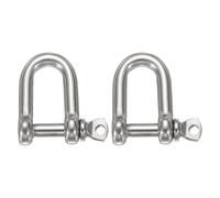sourcing map 2Pcs Stainless Steel Bow Shackle, 1/10"(2.2mm) D Shape Screw Pin Large Screw Shackles for Boat Sailboat Chain Rigging Clasp Paracord Jewelry Marine Tackle, Silver Tone