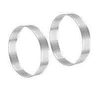 sourcing map 2pcs Stainless Steel Cake Rings for Baking, Perforated Cake Mousse Ring Kitchen Baking Heat-Resistant 3.9" Diameter, 0.8" Height,for Cake Dessert, Silver