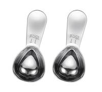 sourcing map 2Pcs Stainless Steel Coffee Scoop, 15ml Short Handle Measuring Spoon for Ground Coffee Tea Sugar Kitchen Gifts, Silver