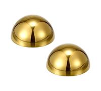 sourcing map 2pcs Stainless Steel Gazing Sphere, 1.3Inch 32mm Hollow Mirror Polished Hemisphere Wall Decor Semi Ball Reflective Outdoor Ornament for Garden Gate Stair Handrails, Golden