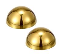 sourcing map 2pcs Stainless Steel Gazing Sphere, 3.5Inch 90mm Hollow Mirror Polished Hemisphere Wall Decor Semi Ball Reflective Outdoor Ornament for Garden Gate Stair Handrails, Golden