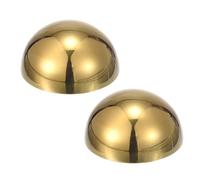 sourcing map 2pcs Stainless Steel Gazing Sphere, 3.9Inch 100mm Hollow Mirror Polished Hemisphere Wall Decor Semi Ball Reflective Outdoor Ornament for Garden Gate Stair Handrails, Golden