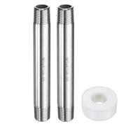 sourcing map 2pcs Stainless Steel Nipple Pipe Fitting 1/4" NPT x 1/4" NPT Male Threaded 4.02" Length Nipple Cast Pipe for Connecting Extending Beer Machine Bathroom Gas Air Plumbing