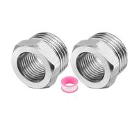 sourcing map 2Pcs Stainless Steel Pipe Fitting, G1/2" Male x G1/4" Female Stainless Steel Hex Nipple Pipe Fitting Connector Pipe Fitting Adapter with PTFE Tape (Length 15mm/0.6", Silver Tone)