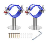 sourcing map 2Pcs Stainless Steel Pipe Supports Wall Mount Ceiling Mount Pipe Bracket Adjustable Clamp Pipe Straps with Screws Fit for Dia 51-57mm Pipe Tube