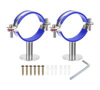 sourcing map 2Pcs Stainless Steel Pipe Supports Wall Mount Ceiling Mount Pipe Bracket Adjustable Clamp Pipe Straps with Screws Fit for Dia 80-89mm Pipe Tube