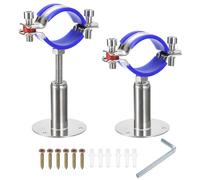 sourcing map 2Pcs Stainless Steel Pipe Supports Wall Mount Ceiling Mount Pipe Bracket Adjustable Clamp Pipe Strap Fit for Dia 45-48mm Pipe Tube