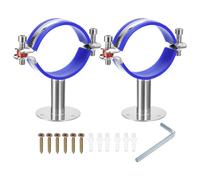 sourcing map 2Pcs Stainless Steel Pipe Supports Wall Mount Ceiling Mount Pipe Bracket Adjustable Clamp Pipe Straps with Screws Fit for Dia 70-76mm Pipe Tube