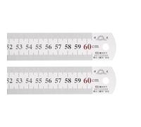 sourcing map 2pcs Stainless Steel Ruler 60cm/24" Length x 1/28" Thick x 1-1/7" Wide Inch and Metric Straight Edge Measuring Tools for Woodworking Painting Craft, Silver Tone