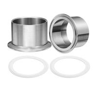 sourcing map 2pcs Stainless Steel Sanitary Pipe Fitting 2" PT Female Thread to 2.5" Tri Cover 77.5mm Ferrule OD with PTFE Gaskets for Food, Beverage, Dairy, Beer and Fine Chemical Industries