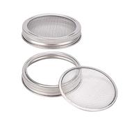 sourcing map 2pcs Stainless Steel Sprouting Jar Lids for Wide Mouth Mason Canning Jar Cups Strainer Screen for Canning Jars and Seed Sprouting