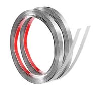 sourcing map 2Pcs Stainless Steel Wall Molding Trim, 16.4 ft x 0.4 Inch Peel and Stick Metal Decoration Strip for Ceiling Wall Tile Mirror Edge, Brushed Silver