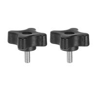 sourcing map 2pcs Star Clamping Knobs M5 x 12mm Metric Male Thread 32mm 4-Point Plastic Head Threaded Stud Knob Hand Tightening Thumb Screw Jig Handle, Black