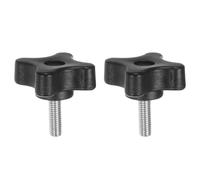 sourcing map 2pcs Star Clamping Knobs M5 x 16mm Metric Male Thread 32mm 4-Point Plastic Head Threaded Stud Knob Hand Tightening Thumb Screw Jig Handle, Black