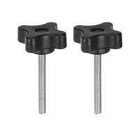 sourcing map 2pcs Star Clamping Knobs M5 x 40mm Metric Male Thread 32mm 4-Point Plastic Head Threaded Stud Knob Hand Tightening Thumb Screw Jig Handle, Black