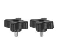sourcing map 2pcs Star Clamping Knobs M5 x 8mm Metric Male Thread 32mm 4-Point Plastic Head Threaded Stud Knob Hand Tightening Thumb Screw Jig Handle, Black