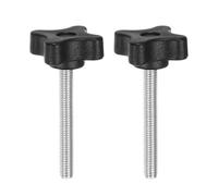 sourcing map 2pcs Star Clamping Knobs M6 x 55mm Metric Male Thread 32mm 4-Point Plastic Head Threaded Stud Knob Hand Tightening Thumb Screw Jig Handle, Black
